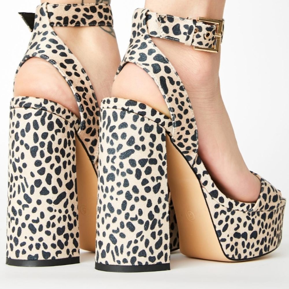 Thalia Leopard faux platform heels